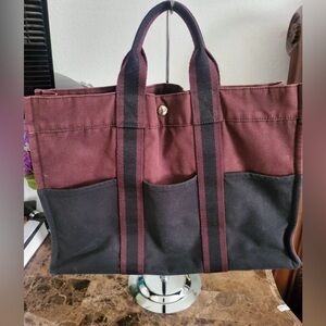 Hermes Burgundy and Black Shoulder Bag